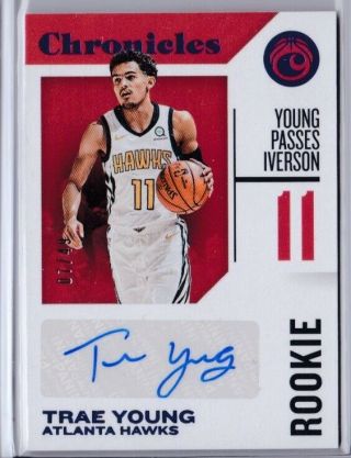 2018 - 19 Chronicles Rookie Signature Blue Parallel Trae Young Autograph Auto /49