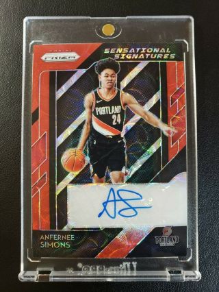 Anfernee Simons 2018 - 19 Panini Prizm Choice Red Refractor Rookie Autograph Rc