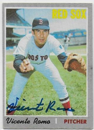 Vicente Romo Signed 1970 Topps Baseball Card Authentic Autograph Red Sox