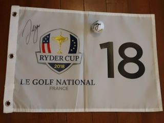 Sergio Garcia signed 2017 Masters Golf Ball and Flag Ryder Cup Combo JSA GTD 3