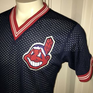 Vtg 80s 90s Navy Cleveland Indians Jersey Major League Movie Shirt Wright Large