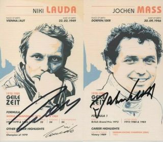 Niki Lauda And Jochen Mass Signed Official Drm Cards Austria 2018