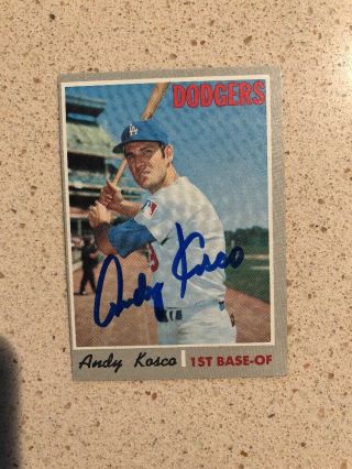 Andy Kosco Signed 1970 Topps Baseball Card Autographed Dodgers Psa Guarantee