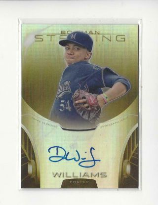 2013 Bowman Sterling Prospect Gold Refractor Devin Williams Autograph Brewers/50