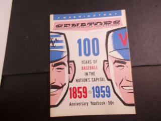 Ebab Washington Senators - 100 Years - 1959 Program Yearbook Book Vintage