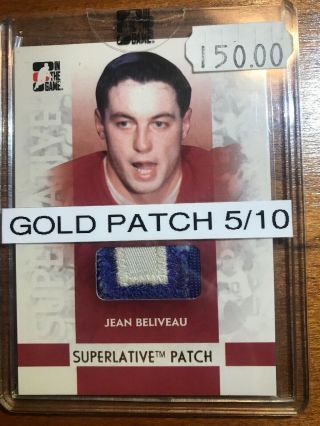 Jean Beliveau 2008 In The Game Gold Superlative Jersey Patch Relic /10 Rare
