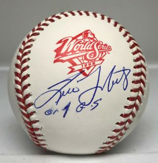 Tino Martinez Signed 1998 World Series Baseball Auto Jsa Witnessed Yankees