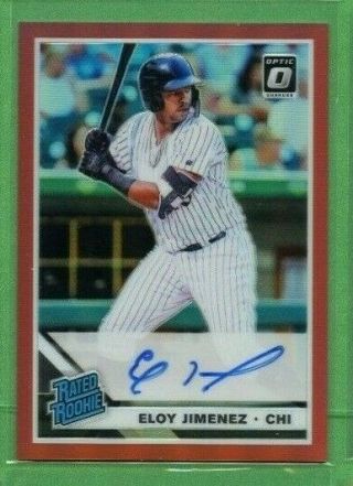 Eloy Jimenez 2019 Donruss Optic Rated Rookie Auto Red Prizm 33/50 White Sox Rc
