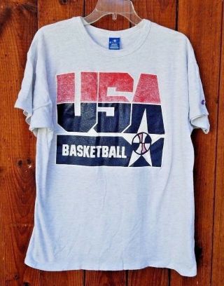 Usa Basketball Vintage Rare Gray Champion T - Shirt In Size Xl