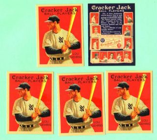 5ct Vintage Style Cracker Jack Lou Gehrig Yankees Aceo Reprint Cards L 40