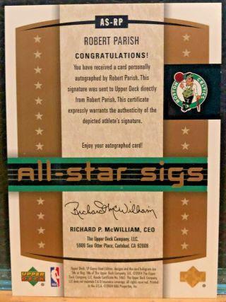 2004 - 05 SP Game Robert Parish Gold Auto /9 All - Star Sigs Autograph Celtics 2