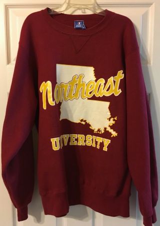 Vintage Nlu Northeast Louisiana University Indians Sweatshirt Monroe Large