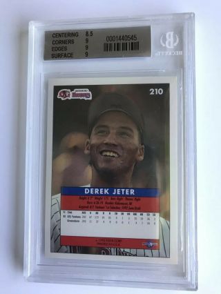 1992 Derek Jeter Gold Foil ROOKIE Fleer Excel Card NY Yankees 210 - BGS 9 2