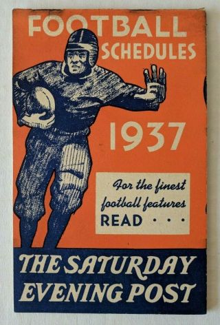 1937 Sporting News College Football Schedules Booklet - Saturday Evening Post