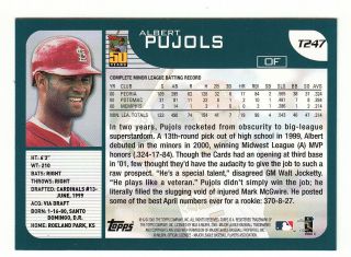 Cardinals ' Albert Pujols 2001 Topps Traded Rookie Card T247 2
