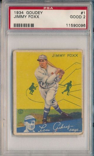 1934 Goudey 1 Jimmy Foxx - Psa 2 Good (svsc)