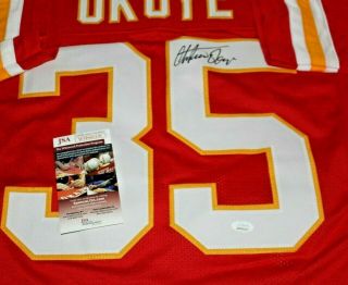 Christian Okoye Autographed Signed Kansas City Chiefs Red Jersey 1 JSA 3
