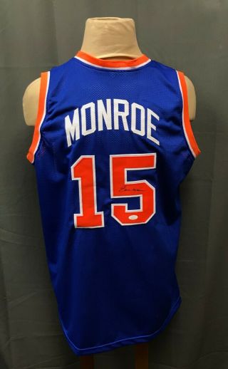 Earl Monroe 15 Signed Ny Knicks Jersey Autographed Sz Xl Jsa Witnessed Hof