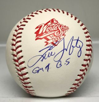 Tino Martinez Signed 1998 World Series Baseball W/ Inscription Jsa Witnessed