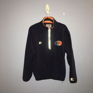 Chicago Bears Sweatshirt Vintage Starter Pro Line Half Zip Fleece Football Sz M