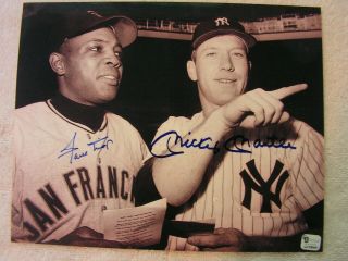 Mickey Mantle Willie Mays Signed Autographed B & W 8 X 10 Photo 2 X Certified
