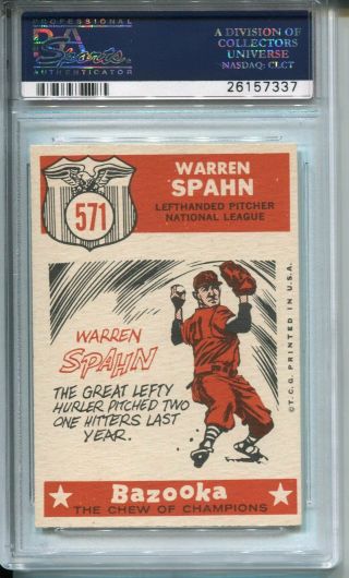 1959 Topps 571 Warren Spahn All Star PSA 9 HOF 2