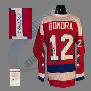 Washington Capitals,  Peter Bondra Signed Custom Pro Style Red Jersey W/jsa