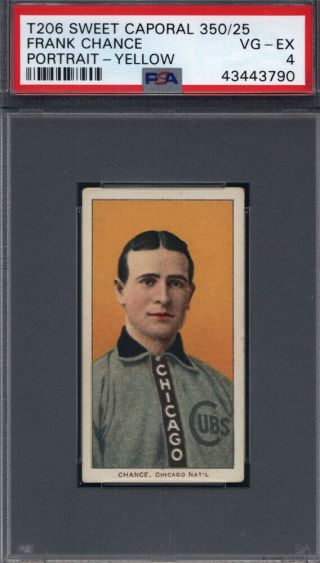 T206 Frank Chance Portrait Yellow Chicago Psa 4 Sweet Caporal Back Well Centered