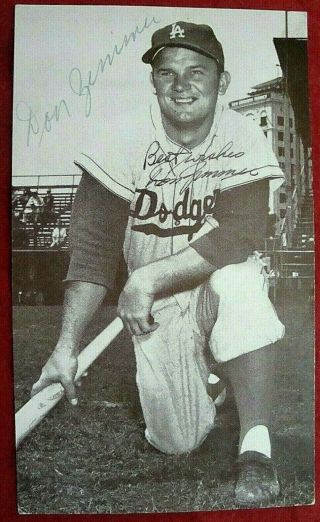 Don Zimmer Signed J.  D.  Mccarthy Photo Postcard Los Angeles Dodgers Baseball Dec.