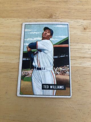 1951 Bowman Baseball Card 165 Ted Williams Ex,