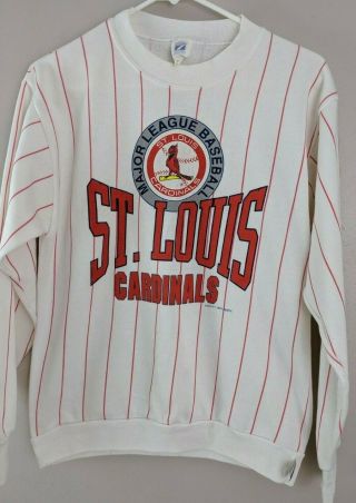 Vtg 80’s St.  Louis Cardinals Baseball Stripe Sweatshirt Size M