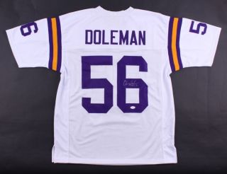 Chris Doleman Signed Vikings Jersey Inscribed " Hof 12 " (jsa) 8x Pro Bowl D.  E.