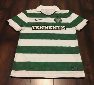 Authentic Nike Dri - Fit Celtic Fc Tennents Futbol Soccer Jersey Green White Sz S