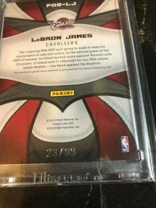 LEBRON JAMES - 2010 CERTIFIED FABRIC OF THE GAME JERSEY PIECE SERAIL 23/99 3