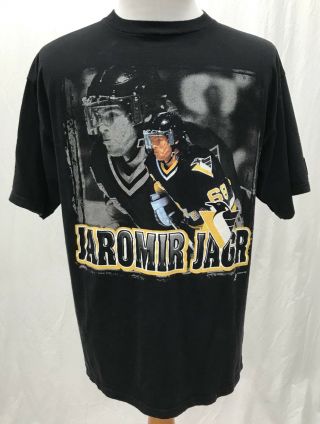 Vtg - Jaromir Jagr - Pittsburgh Penguins - Black Shirt - Starter - Men 