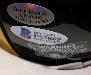 Devin Bush Jr.  Signed Pittsburgh Steelers Autographed VSR4 NFL Mini - Helmet BAS 5