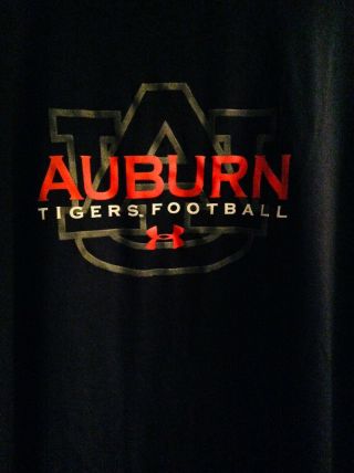 Under Armour Auburn Tigers Football Navy Blue Heatgear T - Shirt Size Xl Euc (n1)