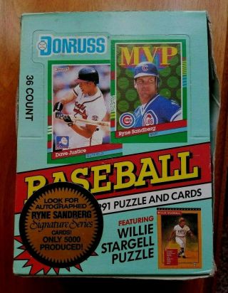 1991 Donruss Series 2 Baseball Wax/hobby Box Puzzle & Cards 36 Packs