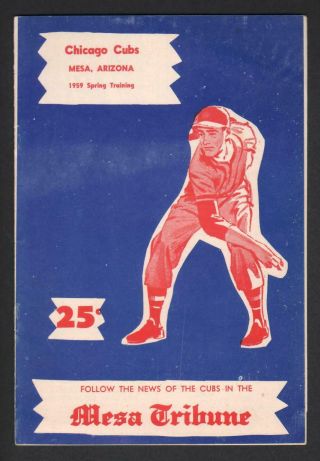1959 Chicago Cubs V Boston Red Sox Spring Training Baseball Program Hornsby