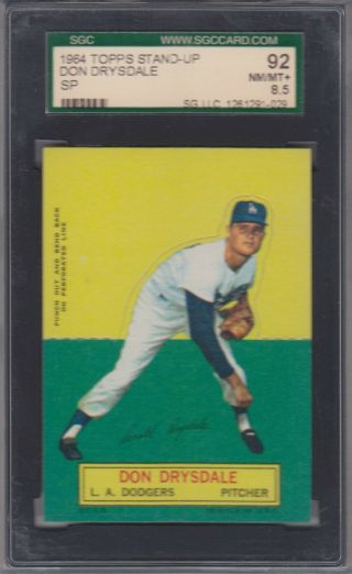 1964 Topps Stand Up Don Drysdale Sp Sgc 92 Nm/mt,  8.  5