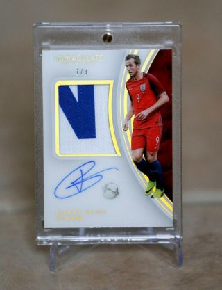 1/9 Harry Kane 2017 Immaculate Premium Patch Autographs Jersey Number On Card