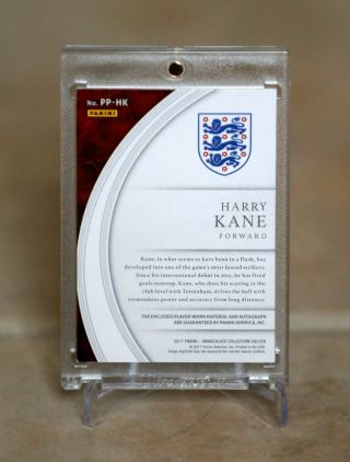 1/9 HARRY KANE 2017 Immaculate Premium Patch Autographs Jersey Number On Card 2