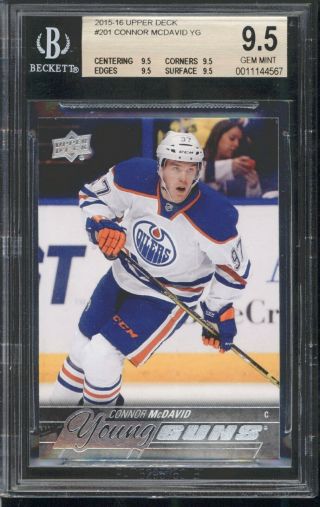 Connor Mcdavid 2015 - 16 Upper Deck Young Guns Rookie Rc 201 Bgs 9.  5