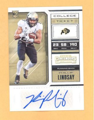 Phillip Lindsay 2018 Panini Contenders College Ticket Auto Autograph Rookie Card