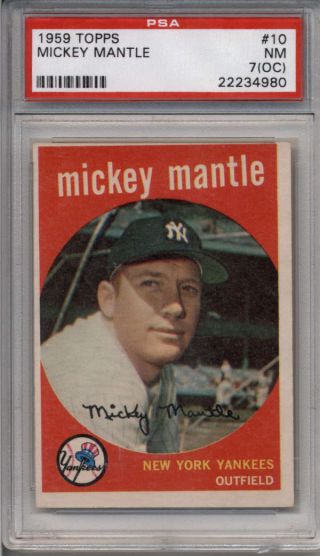 Mickey Mantle 1959 Topps 10 Psa 7 Nm (oc) York Yankees Card Ss7816
