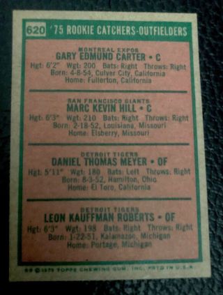 GARY CARTER MONTREAL EXPOS 1975 TOPPS MINI RC ROOKIE CARD 620 2