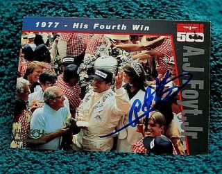Hi Tech Indy 500 Trading Card Autographed Signed A.  J.  Foyt 4 Time Indy Winner