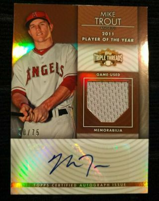 2012 Topps Triple Threads Mike Trout Auto Autograph Jersey Relic /75