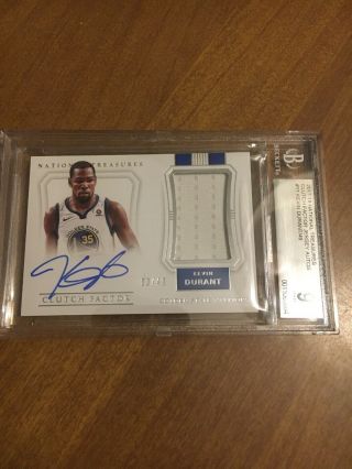 Kevin Durant 2017 National Treasures Clutch Factor Auto Jersey Card /49 Bgs 9/10