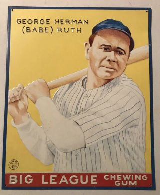 Babe Ruth Big League Chewing Gum Metal Tin Sign 15 " ×12 " Aaa Sign Co.
